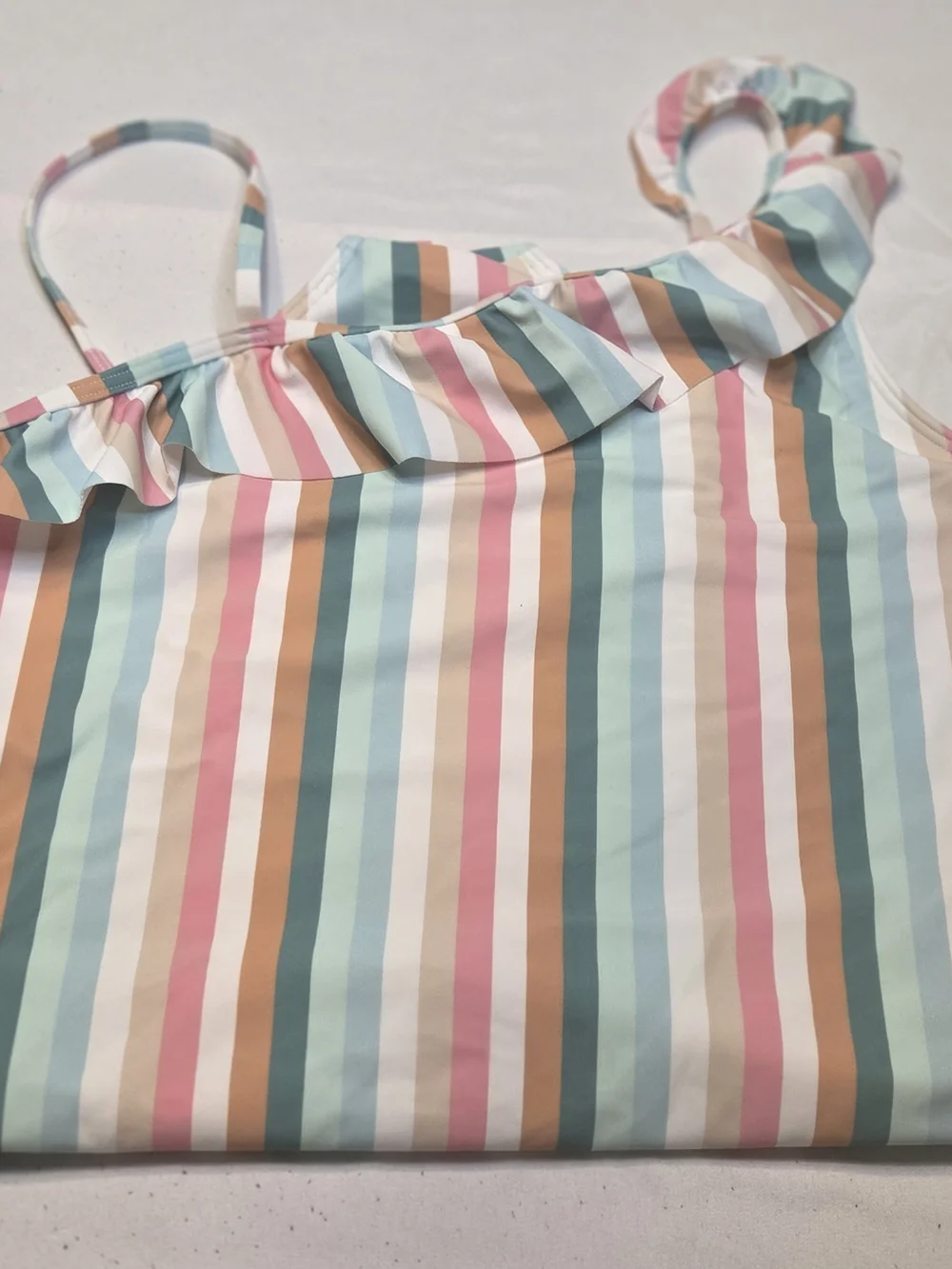 abercrombie kids Pastel Multicolor Striped One-Shoulder Swimsuit Size 15/16